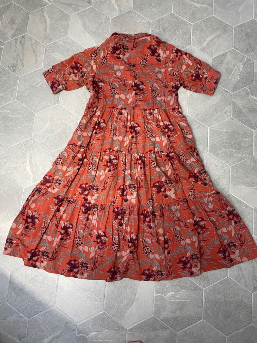Natural Life Rebecca Midi Dress – Women’s Medium – Orange Tropical Floral - Picture 6 of 7